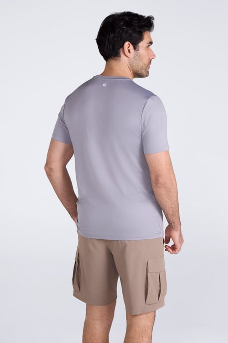 'Agra' Men's IsoCool Striped Tee Sun Protection Comfy Sports T-Shirt Silver - Image 4