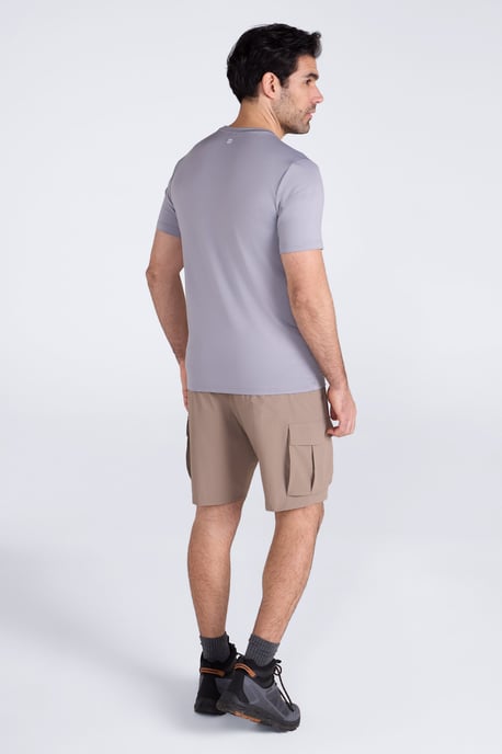 'Agra' Men's IsoCool Striped Tee Sun Protection Comfy Sports T-Shirt Silver - Image 5