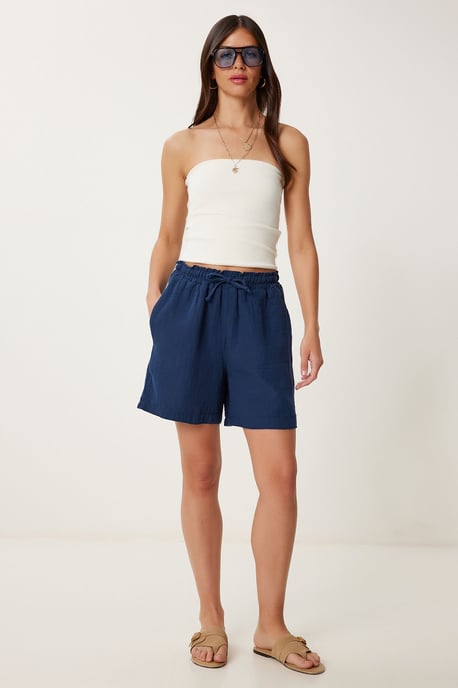 High Waist Wide Leg Cotton Shorts - Image 2