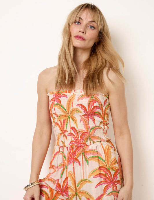 Side Split Flare Leg Tropical Jumpsuit - Image 2