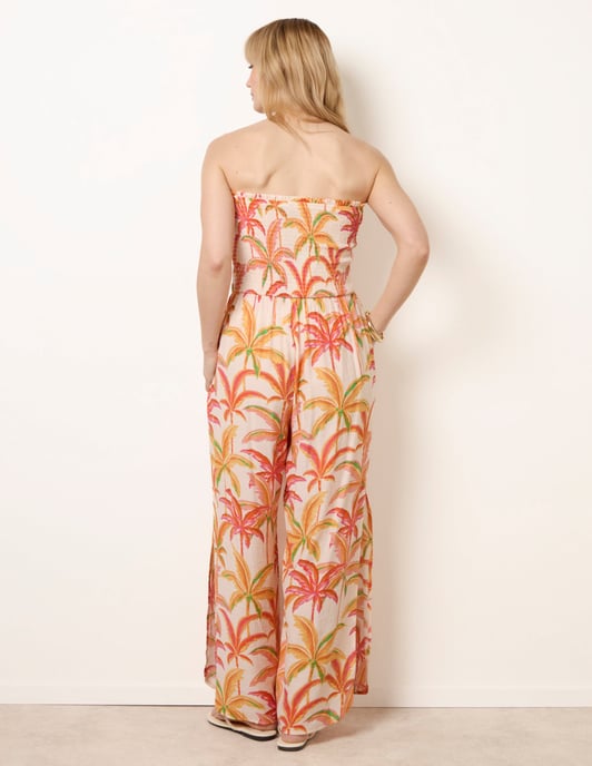 Side Split Flare Leg Tropical Jumpsuit - Image 4