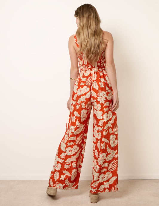 Tropical Tie Front Jumpsuit - Image 4