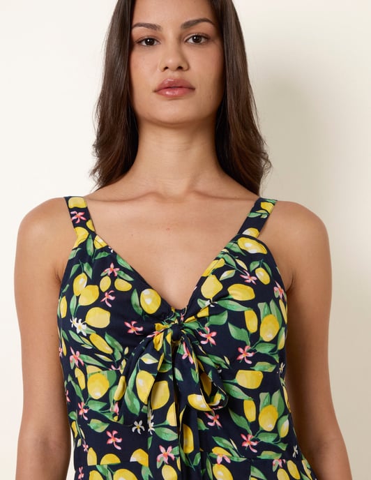 Lemon Print Front Tie Jumpsuit - Image 3
