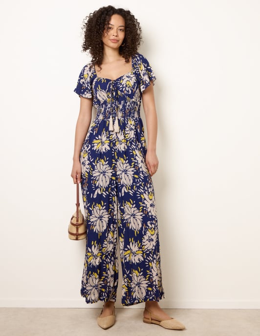Shirred Waist Wide Leg Jumpsuit - Image 3