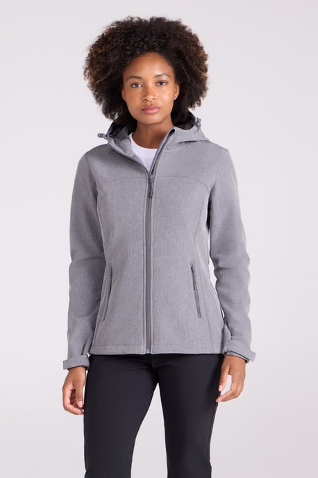 'Exodus' Women's Softshell Jacket with Multiple Pockets Water Resistant Coat Dark Grey - Image 1
