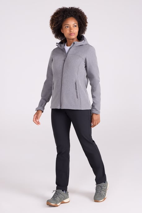 'Exodus' Women's Softshell Jacket with Multiple Pockets Water Resistant Coat Dark Grey - Image 2