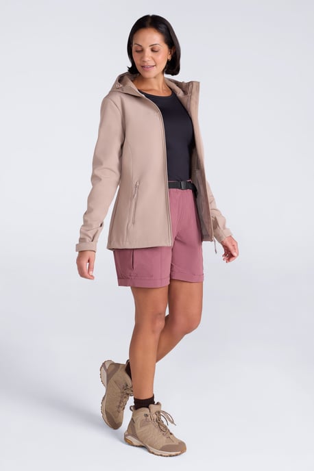 'Exodus' Women's Softshell Jacket with Multiple Pockets Water Resistant Coat Beige - Image 2