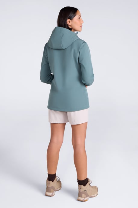 'Exodus' Women's Softshell Jacket with Multiple Pockets Water Resistant Coat Teal - Image 4