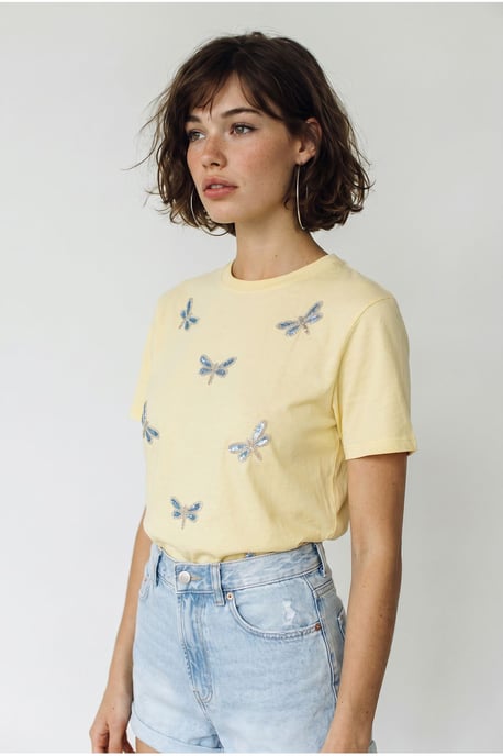 Embroidered Crew Neck Relaxed Fit T-Shirt - Image 2