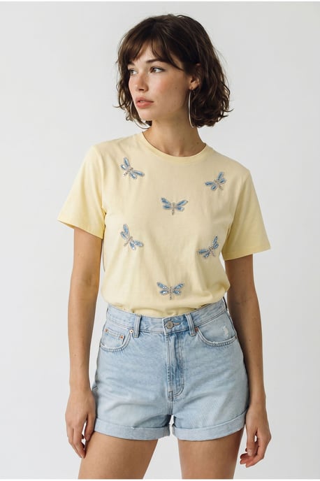 Embroidered Crew Neck Relaxed Fit T-Shirt - Image 3