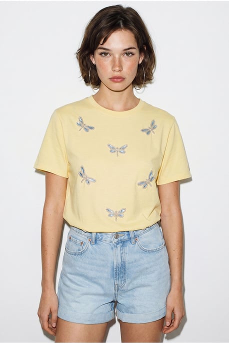 Embroidered Crew Neck Relaxed Fit T-Shirt - Image 5