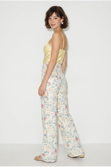 High Waist Paisley Print Straight Leg Denim Pants - Image 5