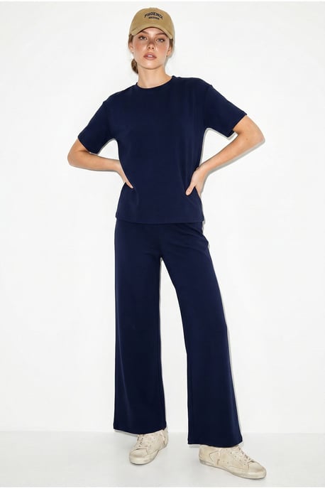 Crew Neck T-Shirt and Pants Two-Piece Set - Image 2