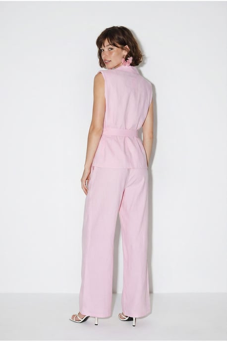 Belted Sleeveless Blouse And Wide-Leg Trousers Set - Image 6