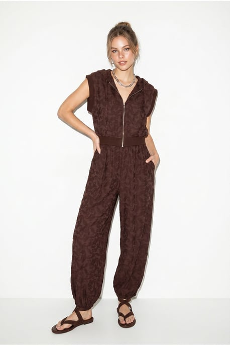 Patterned Hooded Vest And Wide-Leg Trousers Set - Image 2