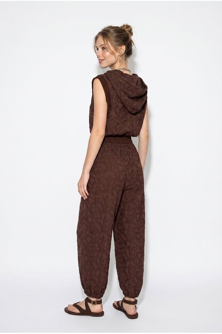 Patterned Hooded Vest And Wide-Leg Trousers Set - Image 5