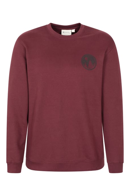 'Circle Mountain' Men's Crew Neck Sweatshirt Casual Lightweight Pullover Jumper Burgundy - Image 1