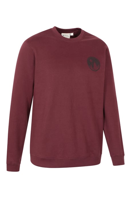 'Circle Mountain' Men's Crew Neck Sweatshirt Casual Lightweight Pullover Jumper Burgundy - Image 2