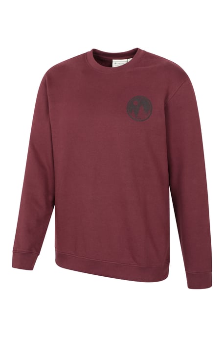 'Circle Mountain' Men's Crew Neck Sweatshirt Casual Lightweight Pullover Jumper Burgundy - Image 4