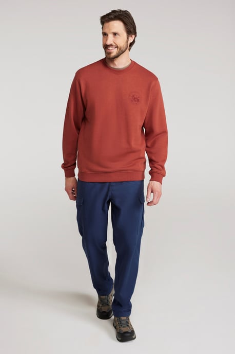 'Circle Mountain' Men's Crew Neck Sweatshirt Casual Lightweight Pullover Jumper Rust - Image 3