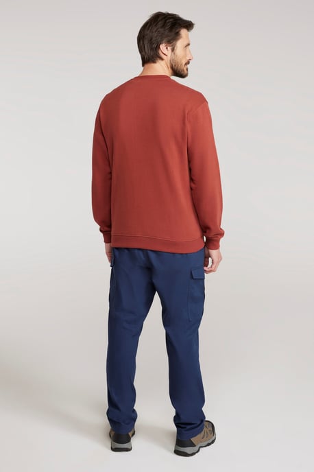 'Circle Mountain' Men's Crew Neck Sweatshirt Casual Lightweight Pullover Jumper Rust - Image 4