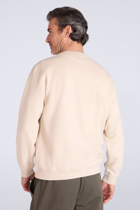 'Circle Mountain' Men's Crew Neck Sweatshirt Casual Lightweight Pullover Jumper Ecru - Image 4