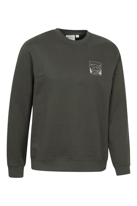 'Mountain Scene' Men's Graphic Sweatshirt Warm Casual Lightweight Pullover Top Khaki - Image 2