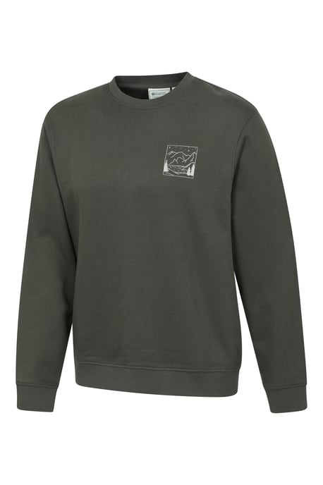 'Mountain Scene' Men's Graphic Sweatshirt Warm Casual Lightweight Pullover Top Khaki - Image 4