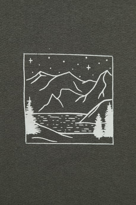 'Mountain Scene' Men's Graphic Sweatshirt Warm Casual Lightweight Pullover Top Khaki - Image 6