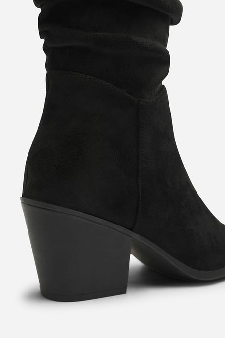 Wheres That From Womens Drelia Ruched Western Knee High Boot In Black Suede - Image 5