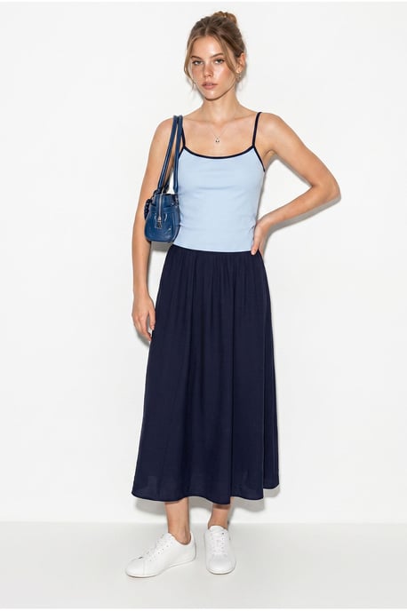 High Waist A-Line Maxi Skirt with Pockets - Image 2