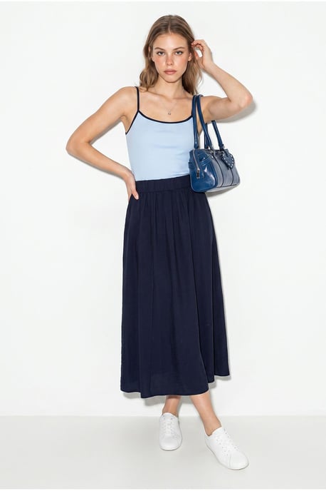 High Waist A-Line Maxi Skirt with Pockets - Image 3