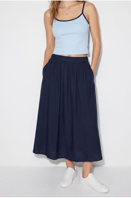 High Waist A-Line Maxi Skirt with Pockets - Image 4