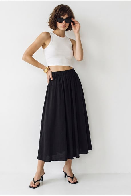 High Waist A-Line Maxi Skirt with Pockets - Image 2
