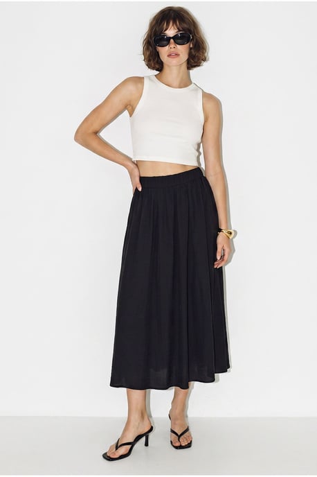 High Waist A-Line Maxi Skirt with Pockets - Image 3