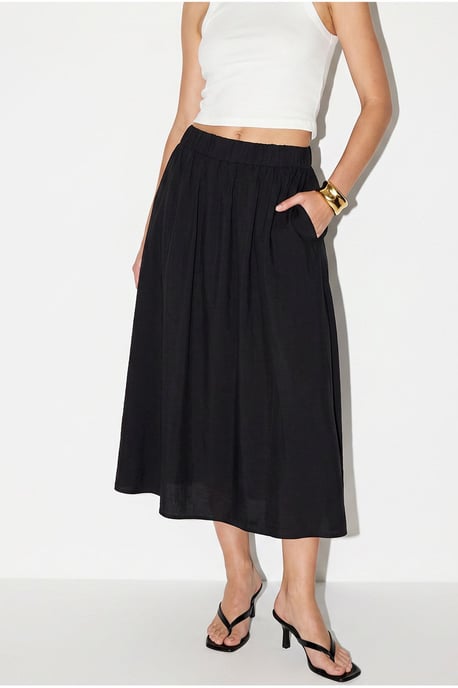 High Waist A-Line Maxi Skirt with Pockets - Image 4