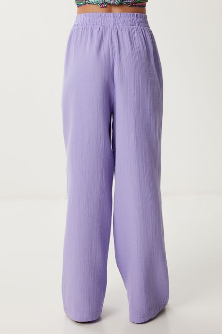 Wide Leg Drawstring Waist Pants with Binding Detail - Image 4