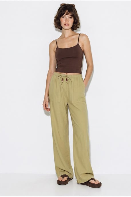 Wide-leg Cotton Trousers With Drawstring Waist - Image 2