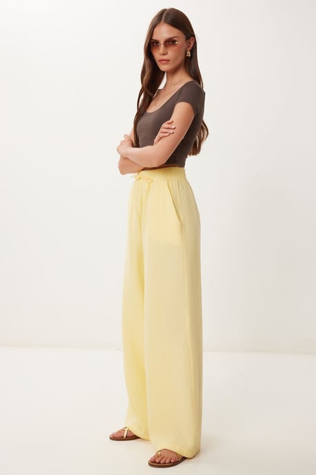 Wide Leg Drawstring Waist Pants with Binding Detail - Image 4