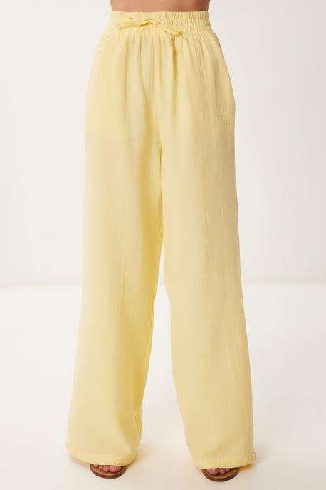 Wide Leg Drawstring Waist Pants with Binding Detail - Image 6