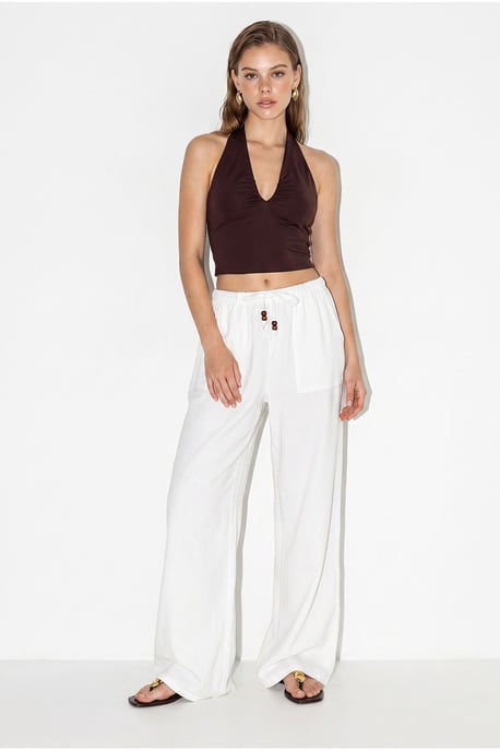 Wide-leg Cotton Trousers With Drawstring Waist - Image 1