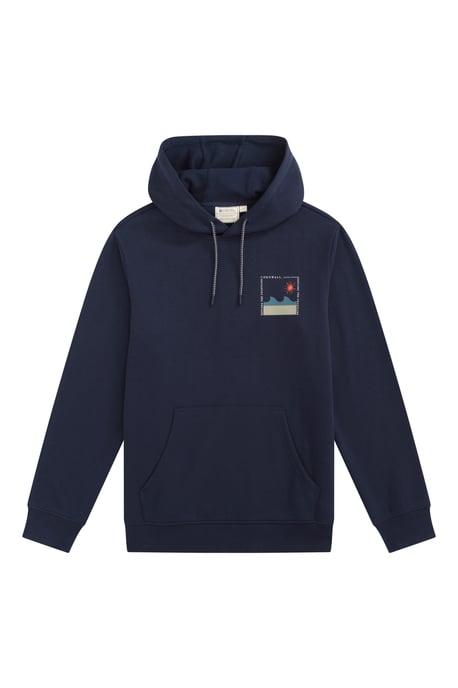 'Regional' Men's Cornwall Graphic Overhead Hoodie Drawcord Warm Cosy Pullover Navy - Image 1