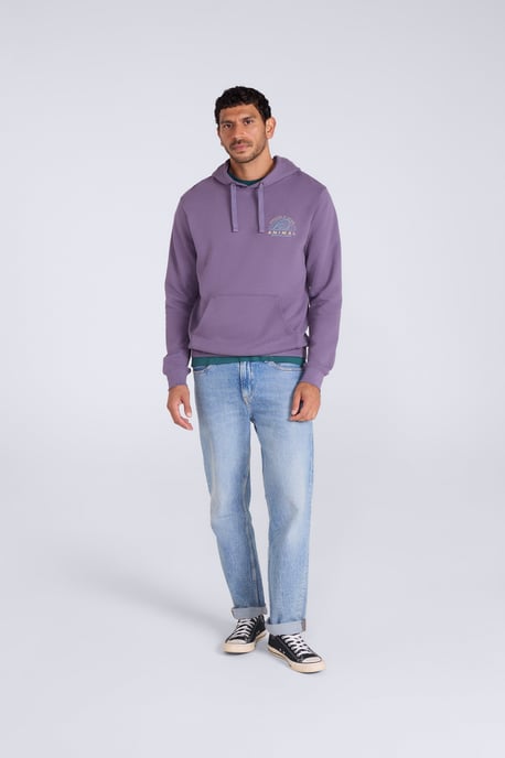 'River' Men's Hoodie Drawcord Adjustable Hood Cosy Pullover Purple - Image 3