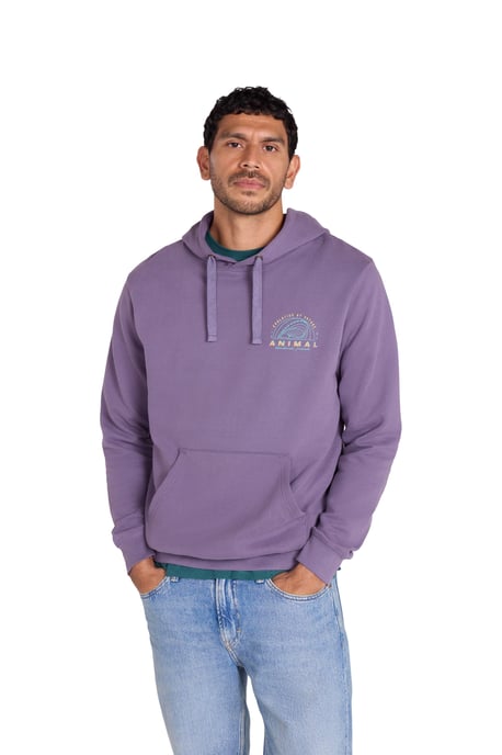 'River' Men's Hoodie Drawcord Adjustable Hood Cosy Pullover Purple - Image 4