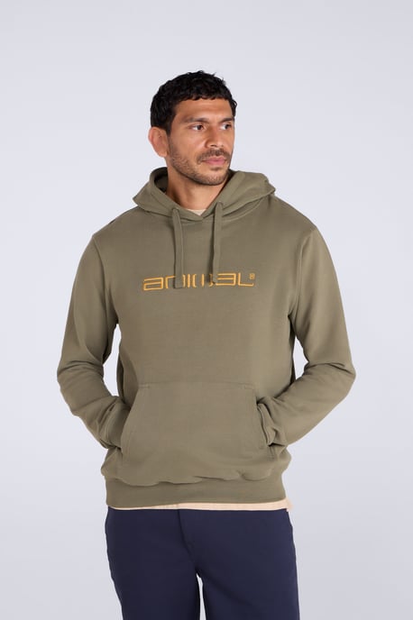 Driver' Men's Logo Hoodie with Pocket Cotton Warm Everyday Casual Pullover Forest Green - Image 1