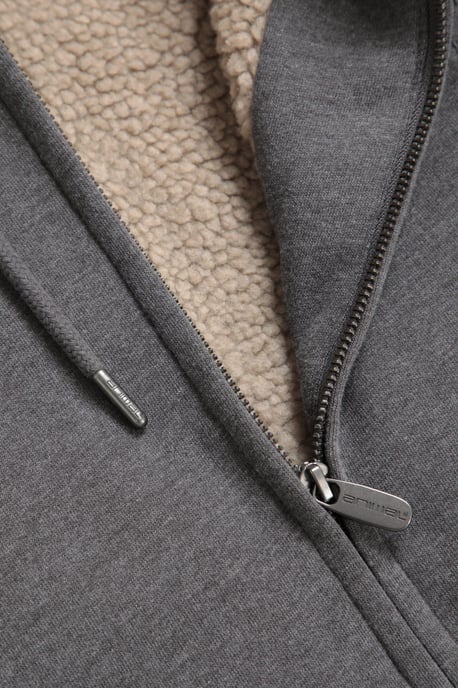 'Samuel' Men's Hoodie Sherpa Lined Drawcord Adjustable Hood Cosy Jumper - Image 4