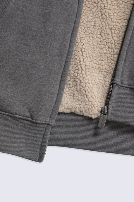 'Samuel' Men's Hoodie Sherpa Lined Drawcord Adjustable Hood Cosy Jumper - Image 6