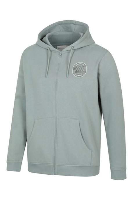 'Adventure Awaits' Men's Graphic Full Zip Hoodie Warm Cosy Casual Outdoor Layer Pale Green - Image 2