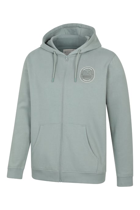 'Adventure Awaits' Men's Graphic Full Zip Hoodie Warm Cosy Casual Outdoor Layer Pale Green - Image 3