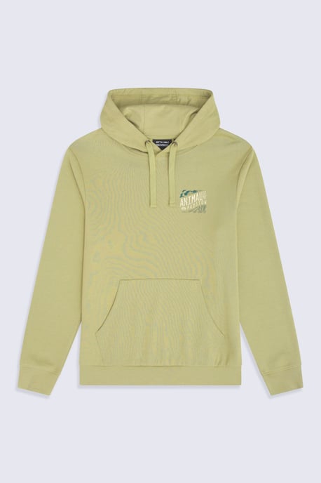 'River' Men's Padstow Regional Hoodie with Kangaroo Pocket Warm Cosy Pullover Khaki - Image 1